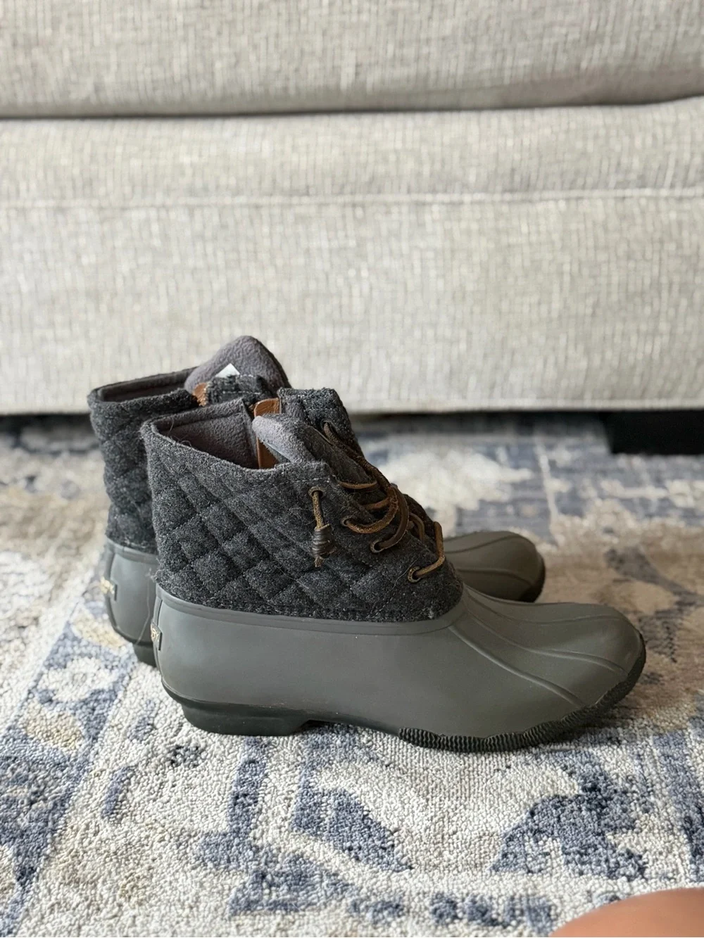 Sperry Gray Quilted Duck Boots - Picture 3 of 5